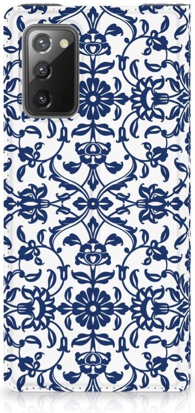 Book Case Samsung Galaxy Note20 Phone Case Flower Blue