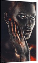Zwarte vrouw bodypaint met gouden gloed - Foto op Canvas - 60 x 90 cm