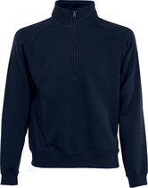 Navy blauwe fleece sweater/trui met rits kraag voor heren/volwassenen - Katoenen/polyester sweaters/truien M (EU 50)