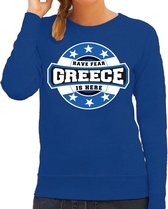 Have fear Greece is here sweater met sterren embleem in de kleuren van de Griekse vlag - blauw - dames - Griekenland supporter / Grieks elftal fan trui / EK / WK / kleding 2XL