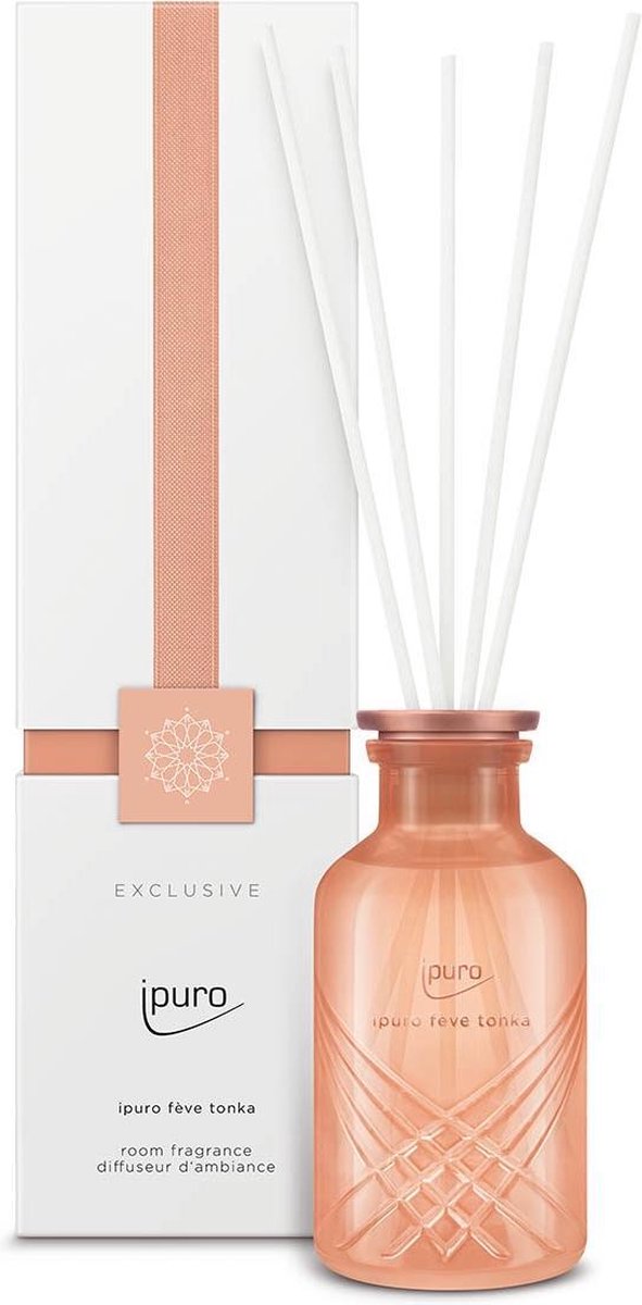 ipuro EXCLUSIVE Fève Tonka geurverspreider Glas, Kunststof Oranje Geurfles - 240 ml