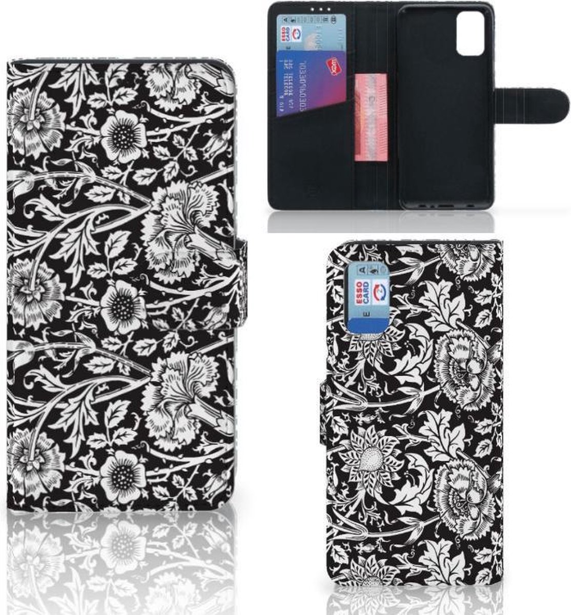 Samsung Galaxy A41 Hoesje Black Flowers