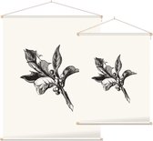 Ilex Opaca zwart-wit (Holly Berries) - Foto op Textielposter - 60 x 80 cm