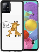 Smartphone Hoesje Geschikt voor Samsung Galaxy A51 Trendy Telefoonhoesjes met Zwarte rand Giraffe