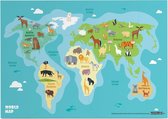 Educatieve poster (Posterpapier) - Topografie wereld ons dierenrijk - 59.4 x 42 cm (A2)