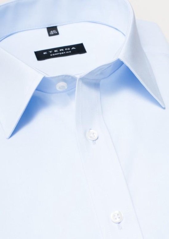 ETERNA comfort fit overhemd - korte mouw - poplin heren overhemd - blauw - Strijkvrij - Boordmaat: 45