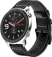 Leer Smartwatch bandje - Geschikt voor  Xiaomi Amazfit GTR leren bandje - zwart - 47mm - Horlogeband / Polsband / Armband