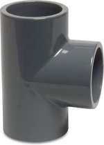 Mega T-stuk 90° PVC-U 90 mm lijmmof 16bar grijs