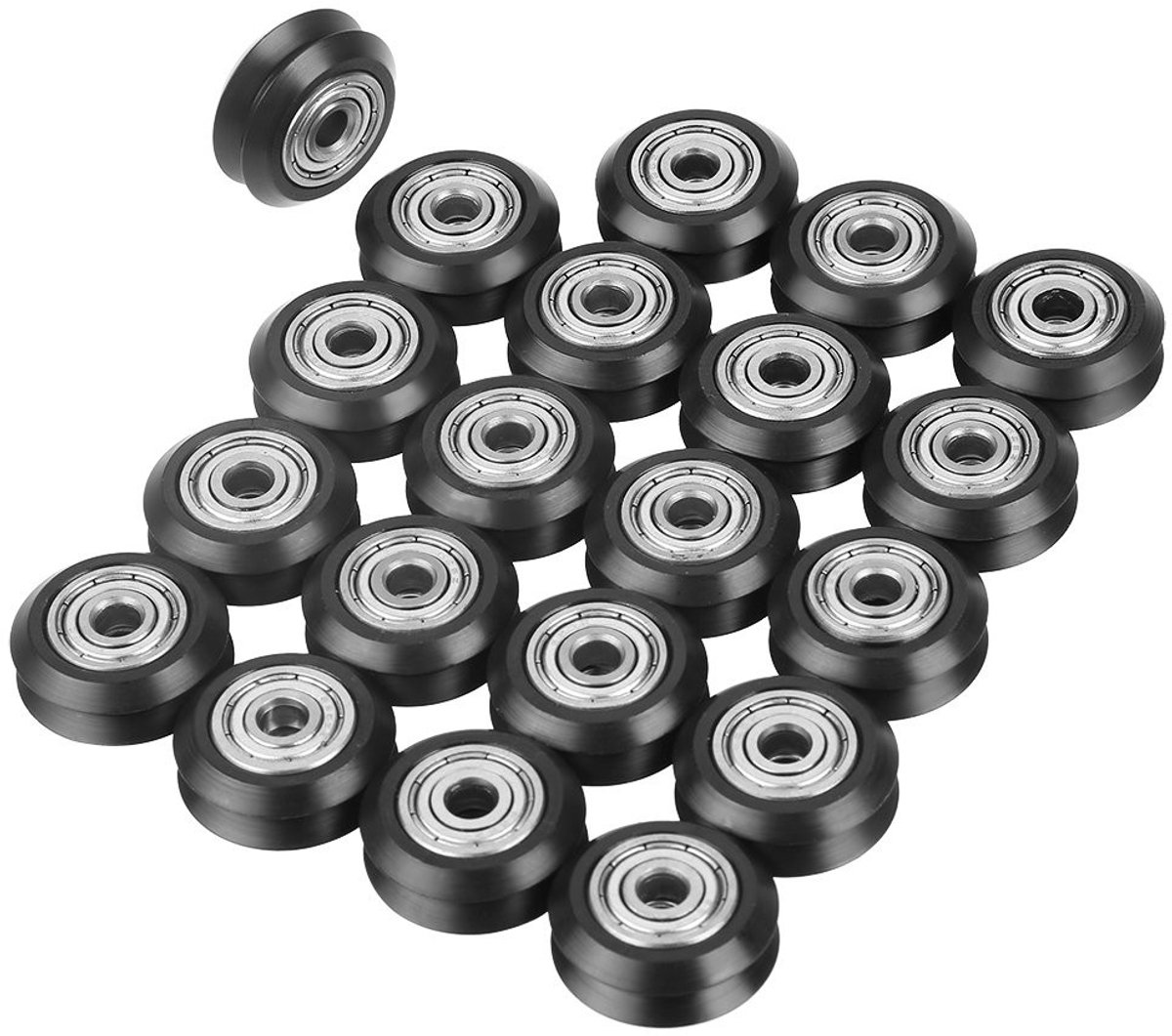 Dailygoody - V-Vorm Groefwiel - Kunststof Katrol - Duurzaam en slijtvast - 5mm Boring - 625 Lager - Geschikt voor 3D-Printer - 20 Stuks