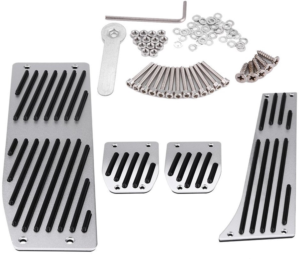 Dailygoody - Solidchoice - Dailygoody - Car foot pedal - Pedalen set - Aluminium - Voetsteun - Zilver en zwart