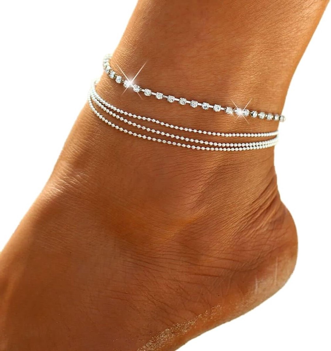 Elegante verstelbare enkelband met kristallen en rhinestones voor dames en meisjes, perfect voor strandmode en feestelijke gelegenheden
