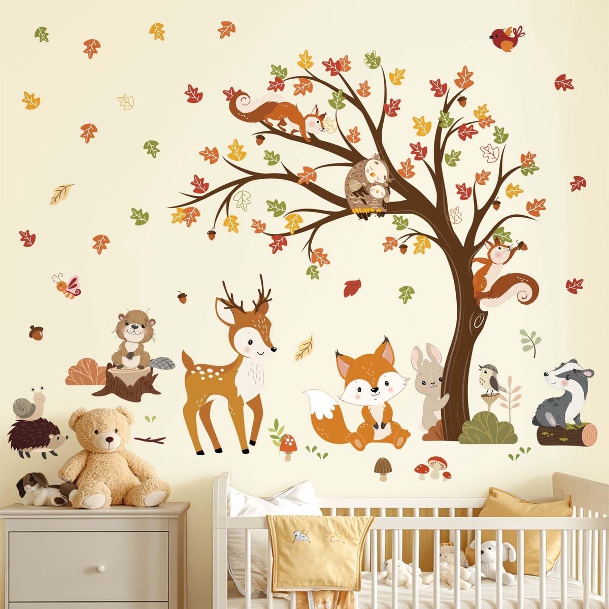 Dailygoody - Wandstickers Dieren - Schattige Natuurdecoratie - Multicolor - Babykamer Decoratie - Kinderen - Wanddecoratie voor Slaapkamer