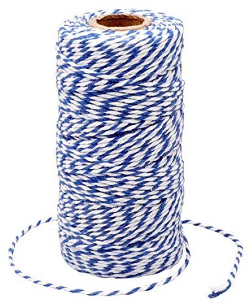 Dailygoody - Katoenen Touw - DIY Creaties - 100 Meter - Blauw en Wit - Cadeauverpakking - Decoratie