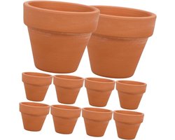 Kleine Terracotta Potten - Bloempotten Mini - Planten Kweken - Met Drainage Gaten - 10 Stuks - Roodbruin