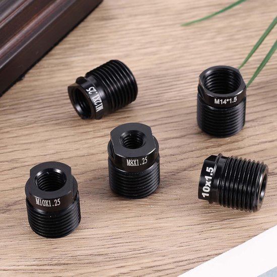 Versnellingspook adapterset - Schroefdraad adapters - Auto aanpassen - Universele pasvorm - 5 stuks - Zwart — afbeelding 2