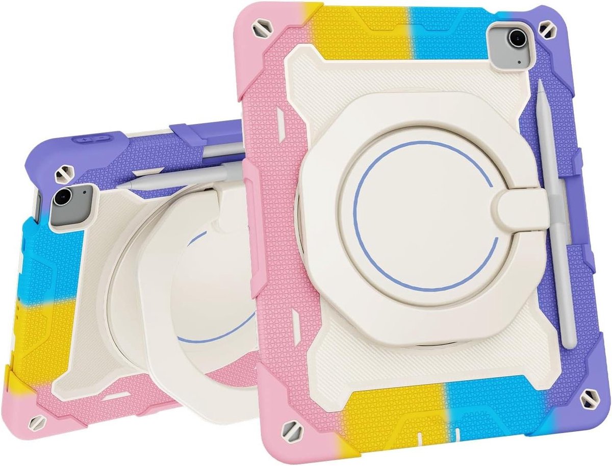Tablethoes - Beschermhoes - Kindveilig Gebruik - 360 Graden Handvat - 11 Inch - Regenboog Roze