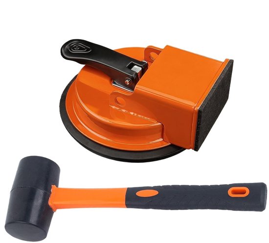 Vloer reparatiegereedschap - Laminaat fixator - Vloeren leggen - Zuignap technologie - 28 cm - Zwart/Oranje — afbeelding 5