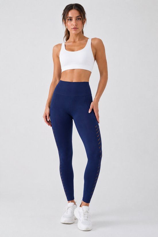 SparkNine Novawave sportlegging dames - squatproof - ademend - met zakken - S - blauw - mesh panelen - elastisch & stijvol — afbeelding 3