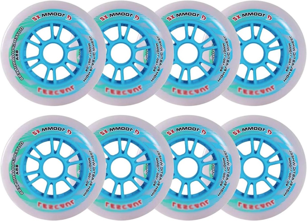 Skeeler Wielen Rolschaats Onderdelen Soepel Skaten Dubbele Hardheid 100mm 8-Pack Blauw