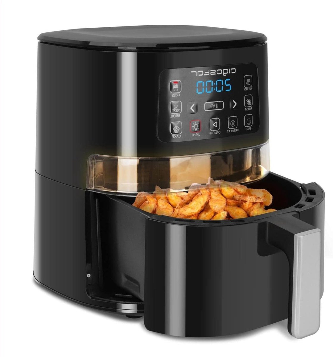 Heteluchtfriteuse met venster - Airfryer - Gezond koken - Uniek kijkvenster - 4 liter inhoud - Zwart