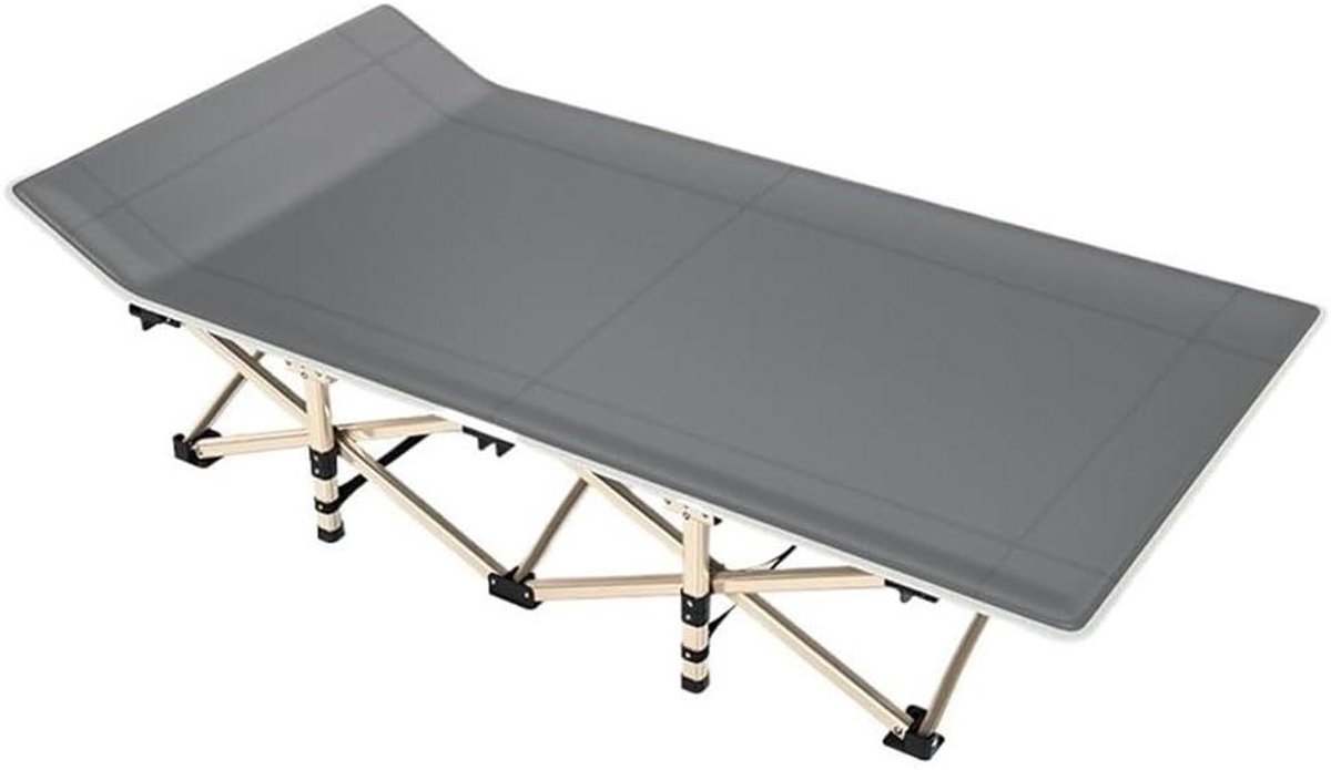 Opklapbed Eenpersoons - Bijzetbed Campingbed - Kantoorrust Kamperen - Stalen Frame Oxford Doek - 190 x 80 cm - Grijs