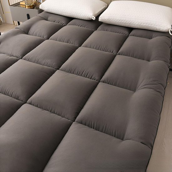 Verdikte Futon Matras - Vloer Matras - Comfortabel Slapen - Opvouwbaar Ontwerp - 150 x 200 cm - Grijs — afbeelding 2