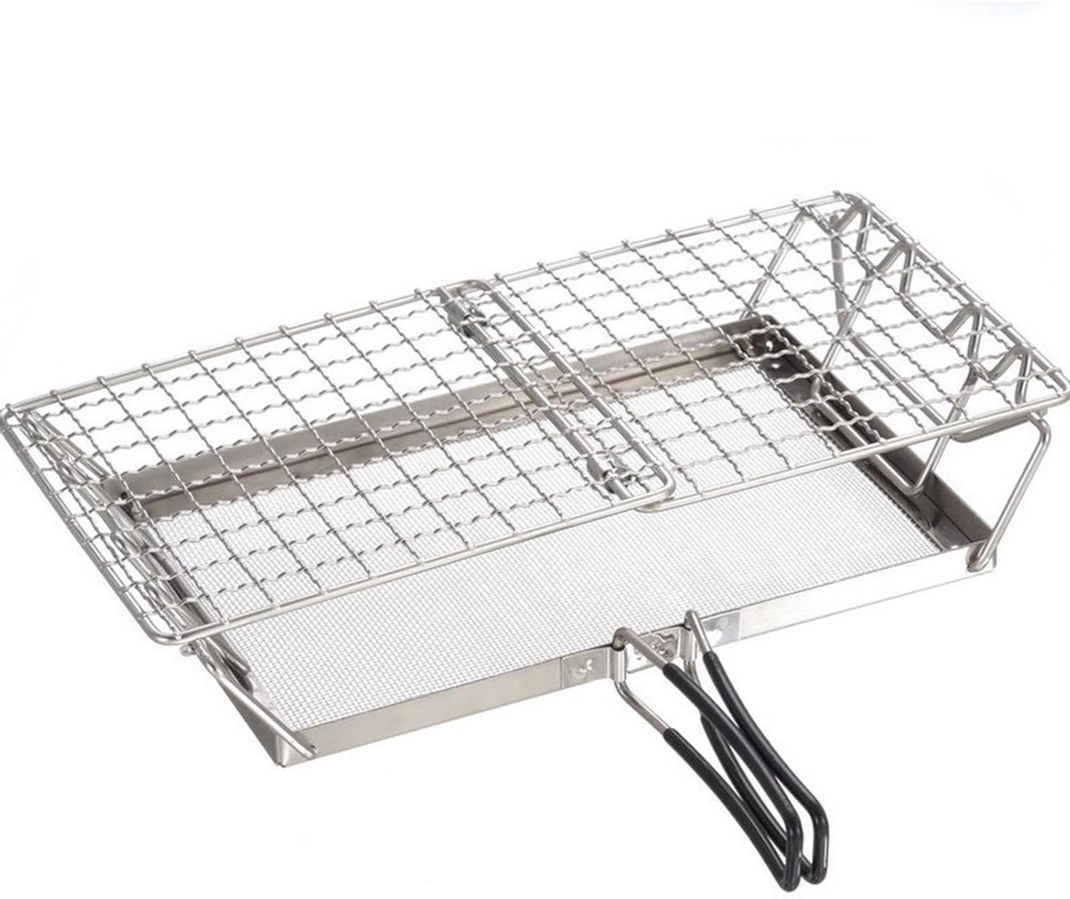 Broodrooster Stand - Grill Houder - Buiten Koken - Opvouwbaar Ontwerp - 28 x 20 cm - Zilverkleurig