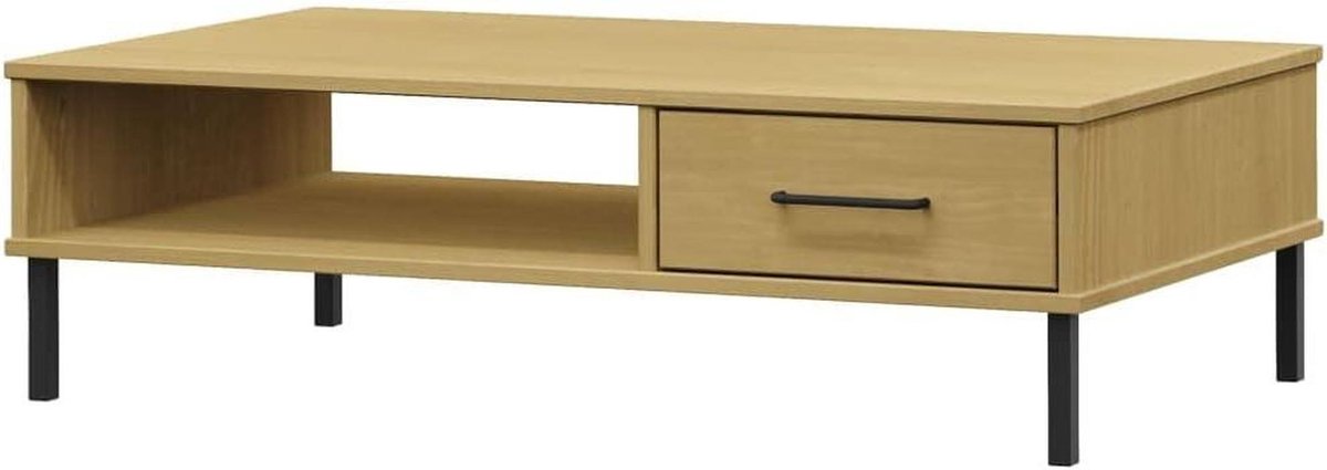 Salontafel Hout - Koffietafel Open Kast - Woonkamer Opbergen - Massief Grenenhout Rustiek - 1 stuk - Bruin