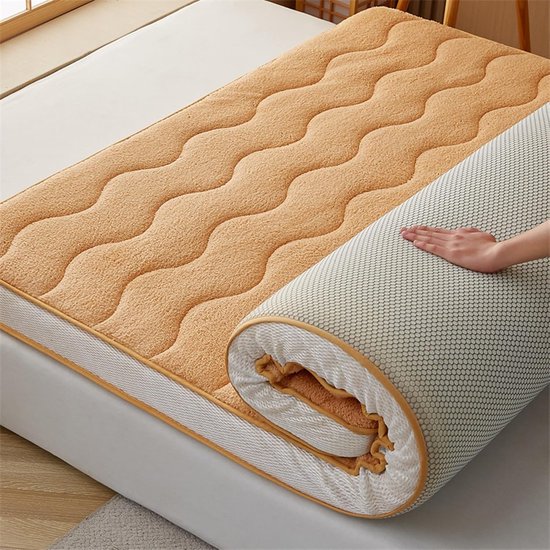 Japanse Futon Matras - Oprolbare Tatami - Comfortabel Slapen - Versterkte Randafwerking - 10 cm Dikte - Camel — afbeelding 3