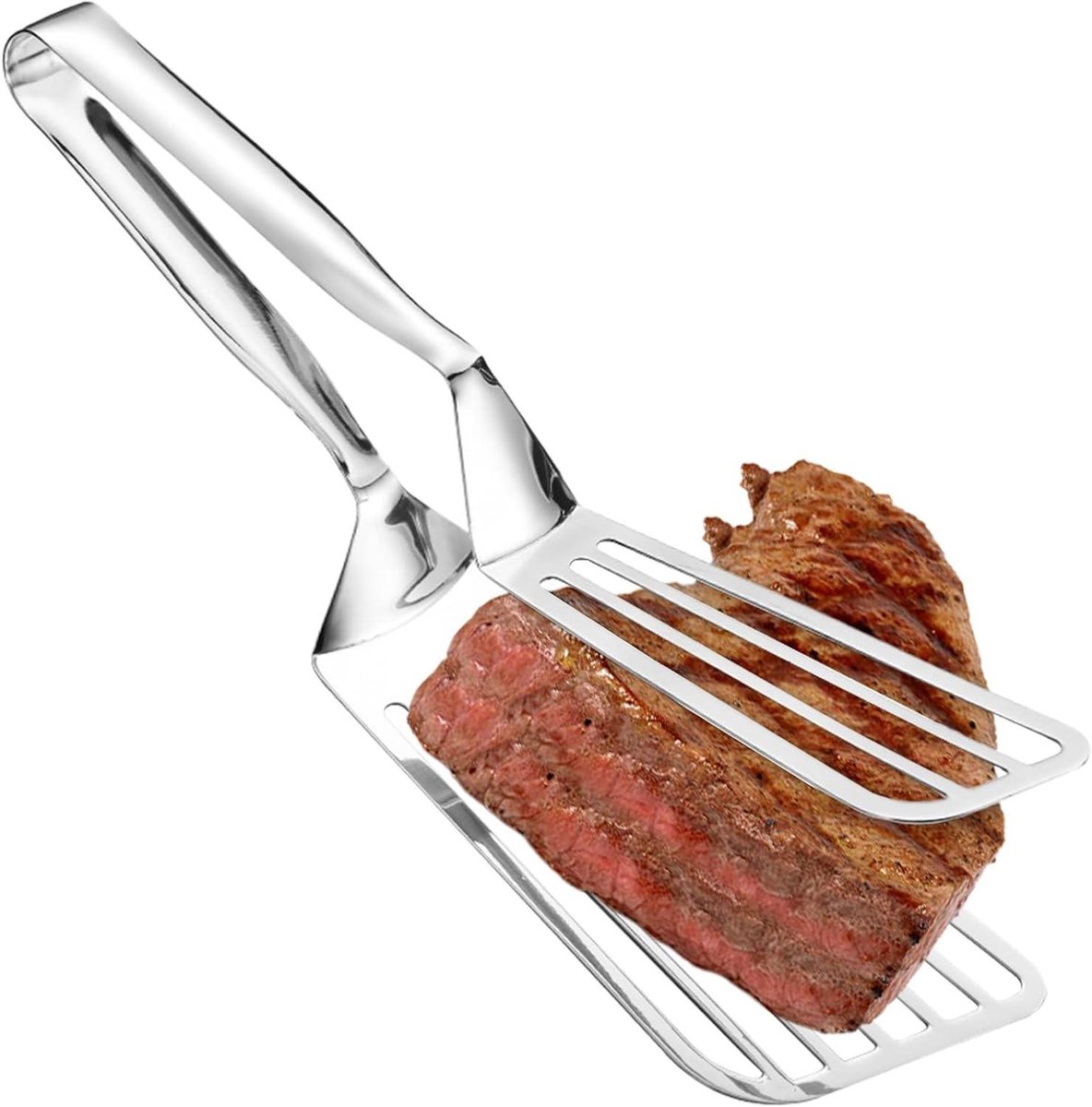 Dubbele Spatel Flipper - Spatel Tang - Keuken Koken - Geïntegreerd Ontwerp - 32 cm - Zilver