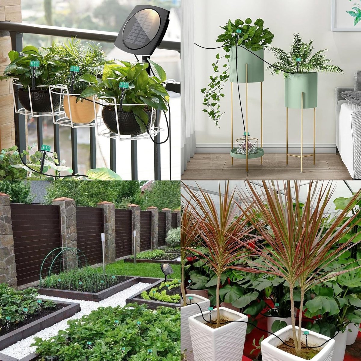 Automatisch Irrigatiesysteem - Zonne-energie Set - Planten Water Geven - 12 Timer Modi - 15m Slang - Zwart