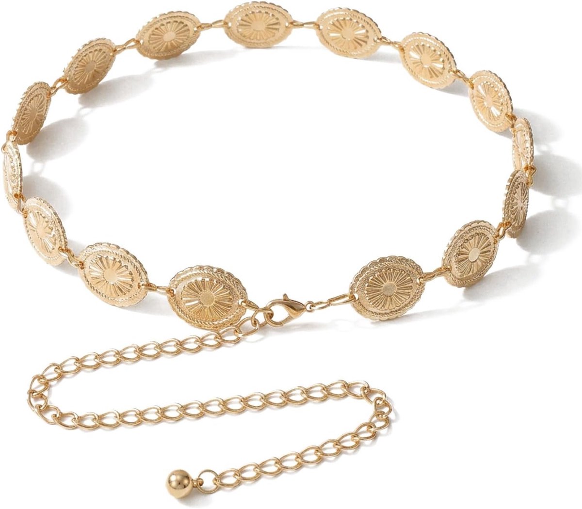 Verstelbare Gouden Metalen Kettingriem voor Dames - Perfect voor Jurken, Jeans en Cowgirl Outfits