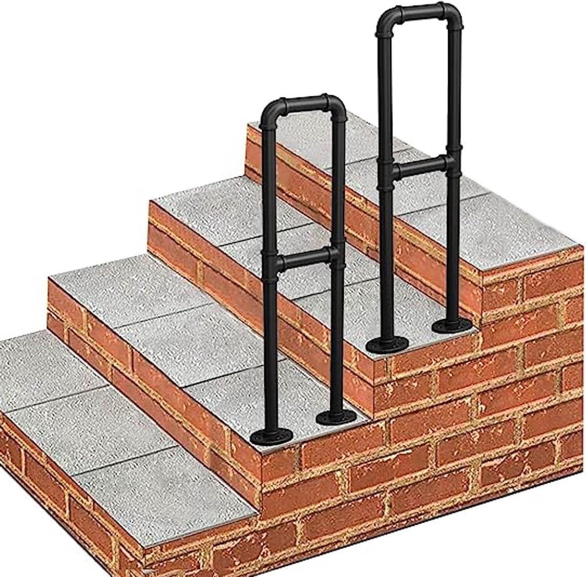 Buitentrapleuning - Veiligheidsgreep Trap - Veilig Traplopen - Smeedeijzer Gegalvaniseerd - 55 cm - Zwart