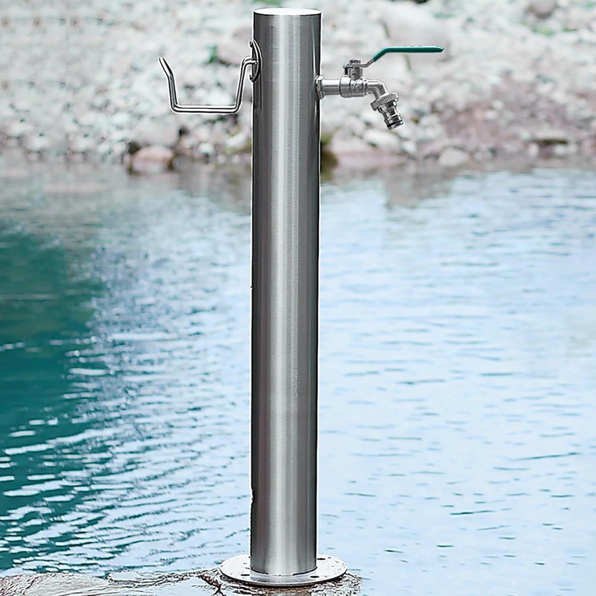 Waterkolom Roestvrij Staal - Buiten Fontein - Tuin Besproeien - Vorstbestendig Ontwerp - 20.5x86cm - Zilver