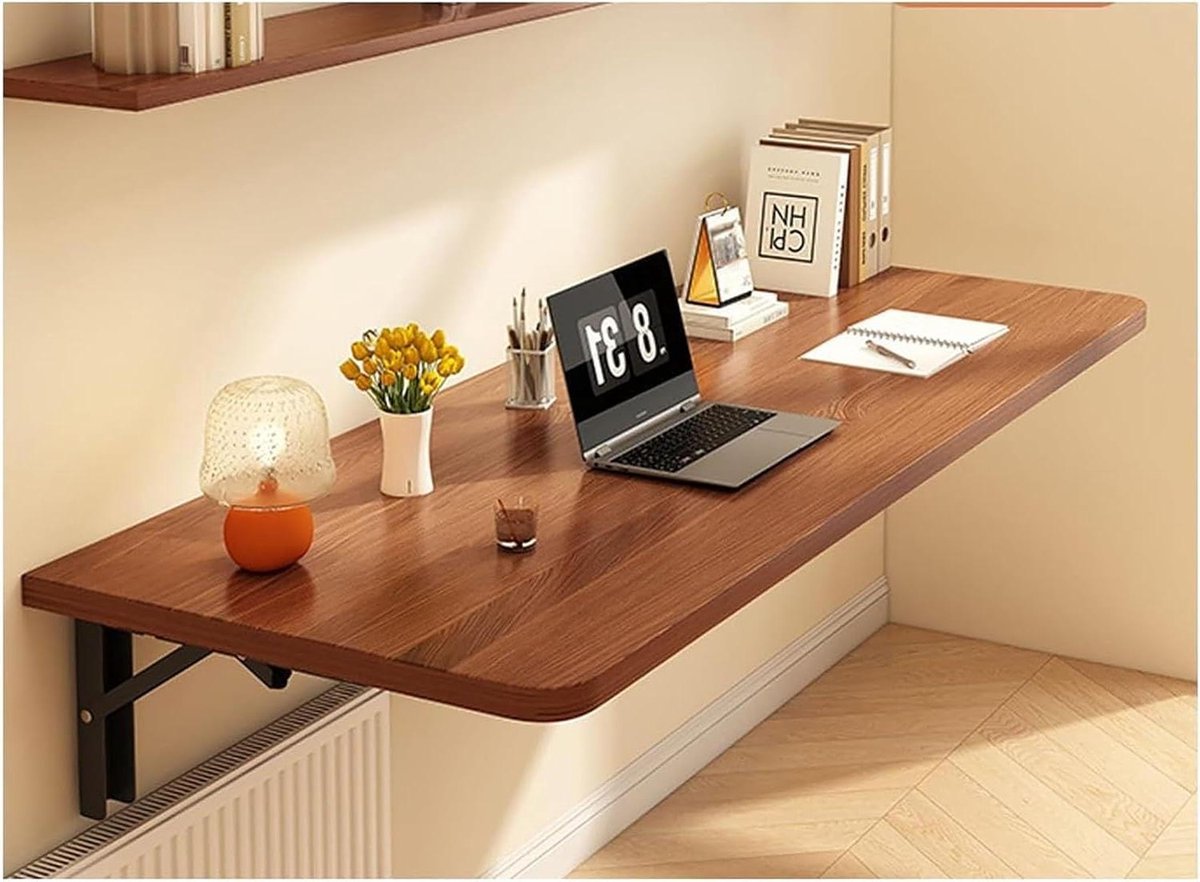 Wandbureau - Klaptafel Bureau - Ruimte Besparen - Stabiel en Stevig - 40x24 cm - Bruin