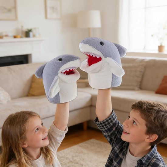 Handpop Pluche - Knuffelpop Dier - Verhalen Vertellen - Realistische Details - 25 cm - Grijs — afbeelding 5