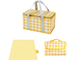 Draagbare picknickmand met isolatie en bijpassend picknickkleed