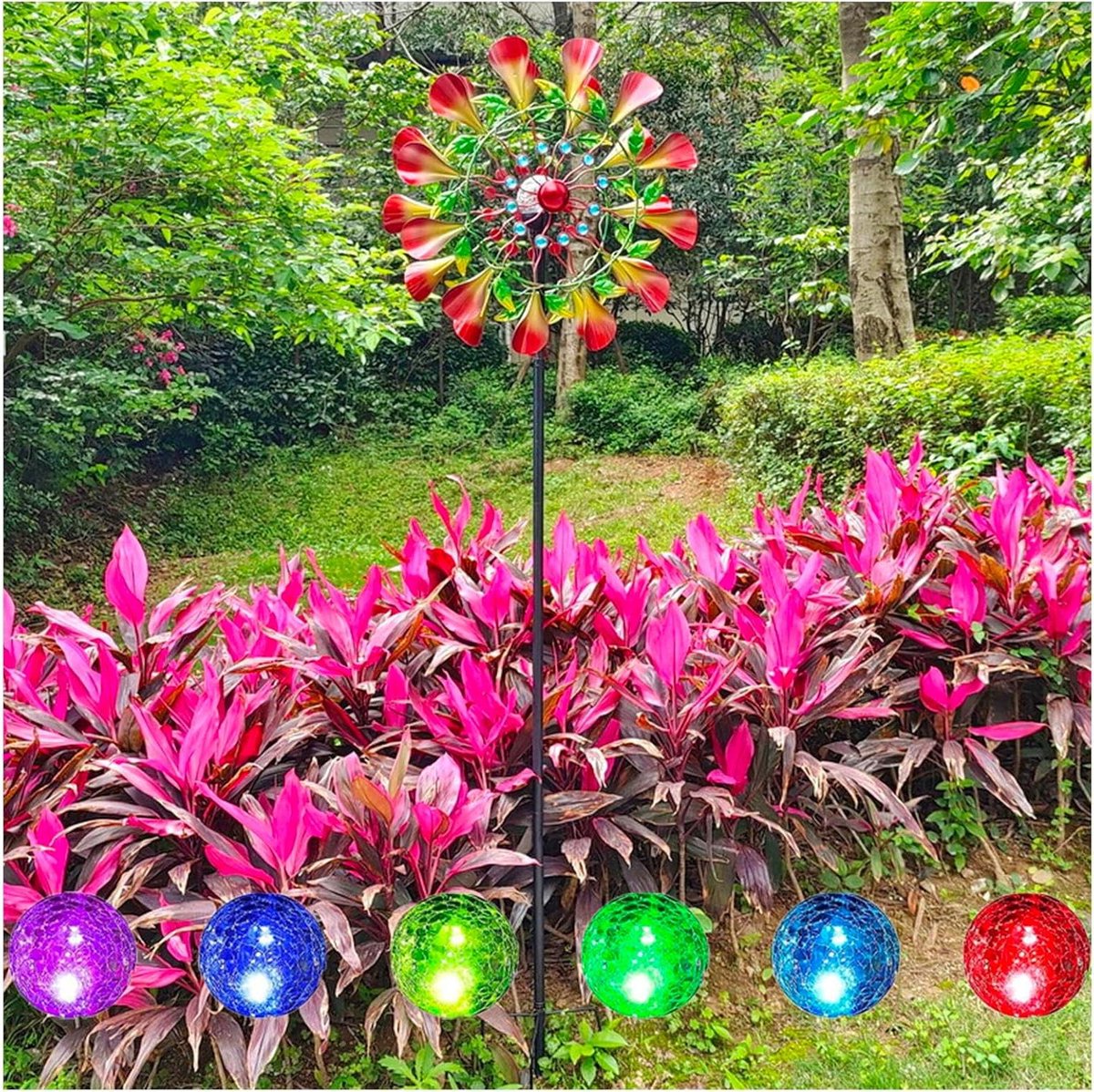 Wind Spinner Tuin - Windmolen Buiten - Tuindecoratie - Dubbele Beweging - 83 Inch - Blauw