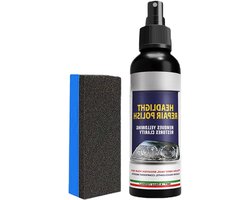 Kit de restauration de phares, spray de rénovation automobile, nettoyeur compact de 120 ml avec éponge robuste, utilitaire au design compact, accessoire d'entretien de véhicule longue durée, solution professionnelle