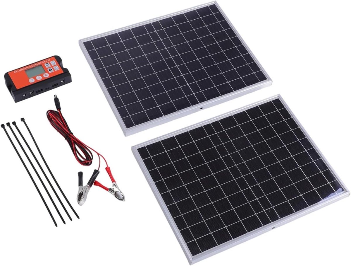 Zonnepaneel Oplader - Draagbare Stroom - Buiten Opladen - Met Smart Controller - 35 x 27 cm - Zwart
