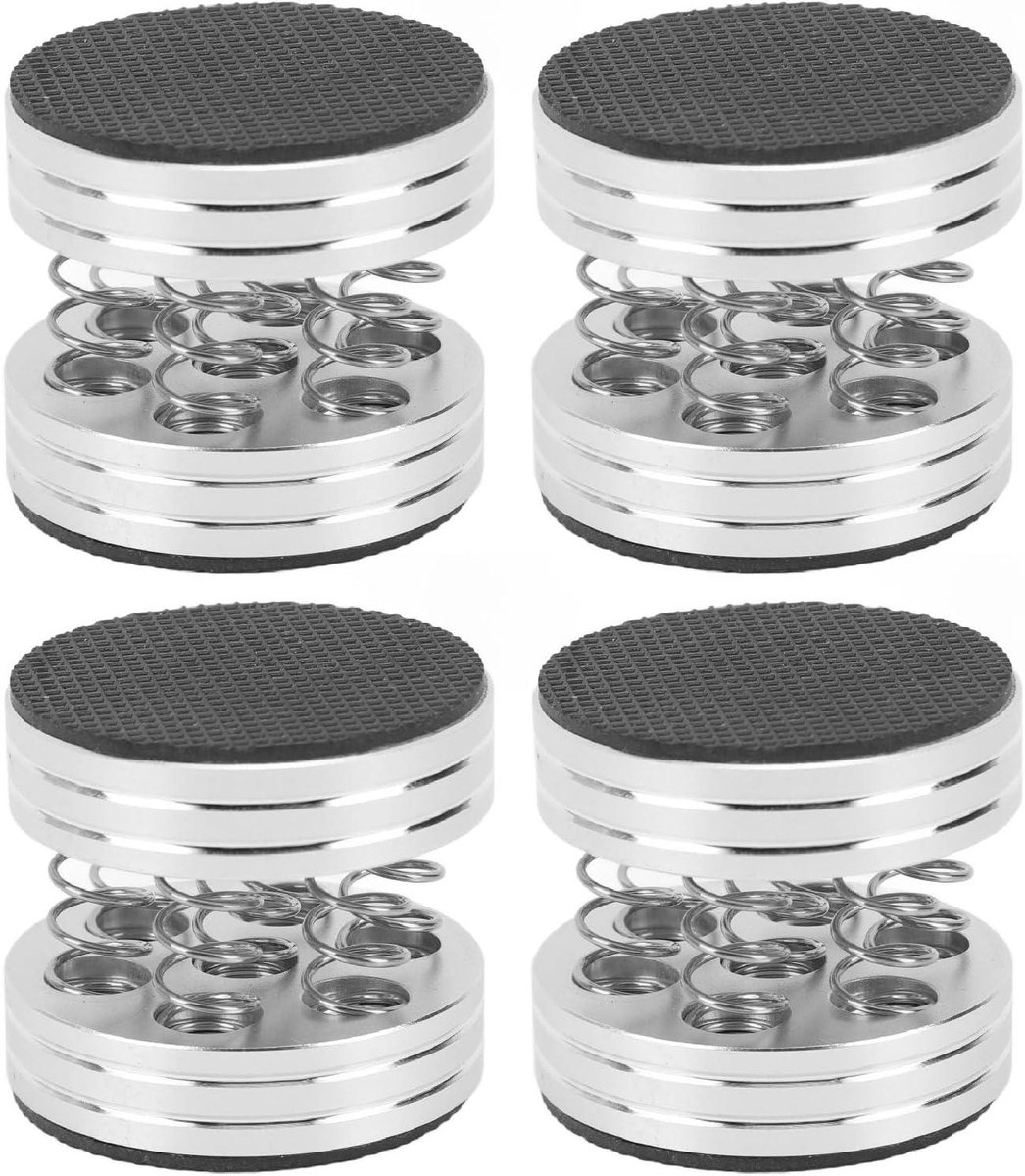 Luidspreker Isolatie Voeten - Schokdemper Pads - Geluid Verbeteren - Eenvoudige Installatie - 4 stuks - Zilver
