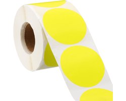 QUARKZMAN 2 Inch Circle Dot Stickers Color Coding Labels Blank Rond Label Waterproof Self-Adhesive Sticker voor Enveloppen Document Organize Gift Box (Fluorescerend Geel, 1 Rol, 500 stuks/Rol)