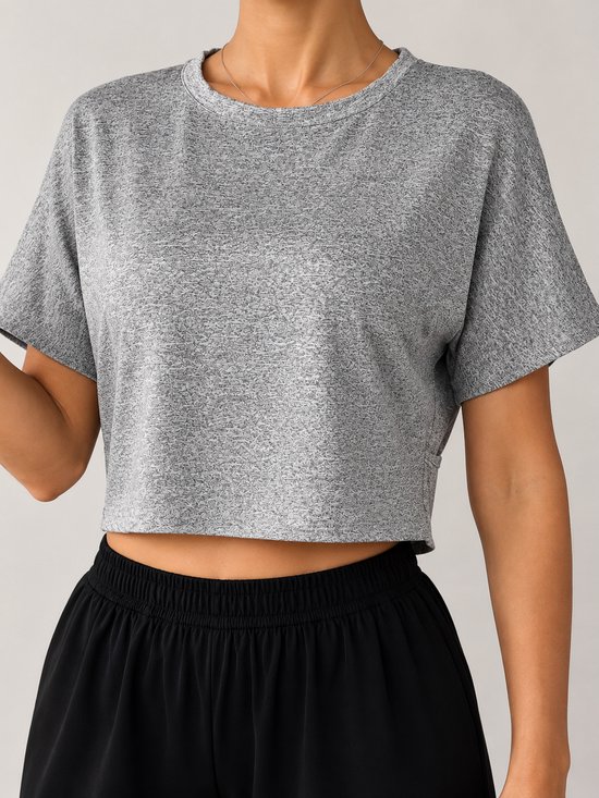 SparkNine Flow sporttop - sport t-shirt - XL - grijs - open rug - stijlvol & ademend - losse pasvorm - fitness top — afbeelding 3