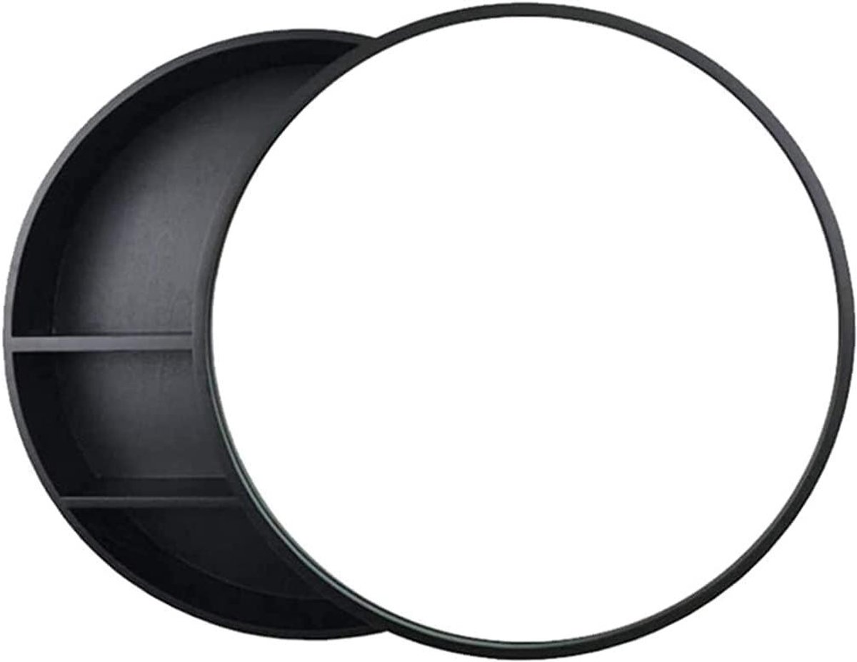 Ronde spiegelkast - Make-up spiegelkast - Badkamer opbergen - Massief hout - 60 cm - Zwart