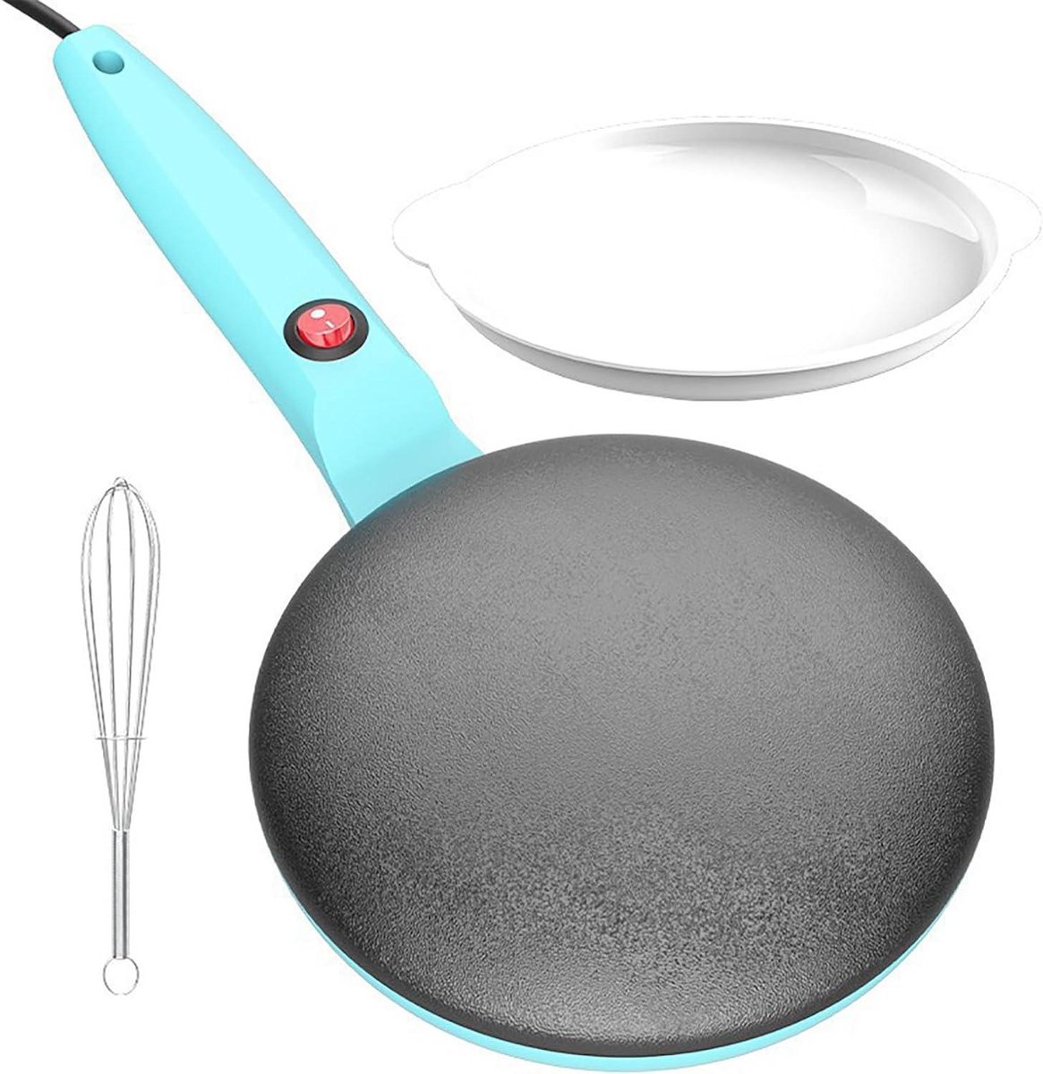 Elektrische Pannenkoekenmaker - Crêpe Apparaat - Ontbijt Maken - Snelle Verwarmingsfunctie - 20cm Plaat - Blauw