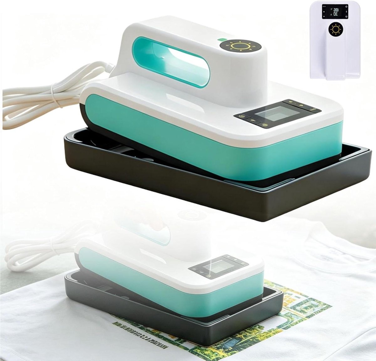Hittepers Machine - Transfer Strijkijzer - Doe-het-zelf projecten - Digitaal LCD display - 12x19 cm plaat - Wit Blauw