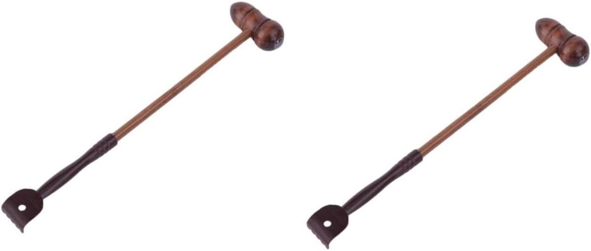 Massagehamers Hout - Spierroller Stok - Druk Verlichten - Kalebas Ontwerp - 35 cm - Houtkleur
