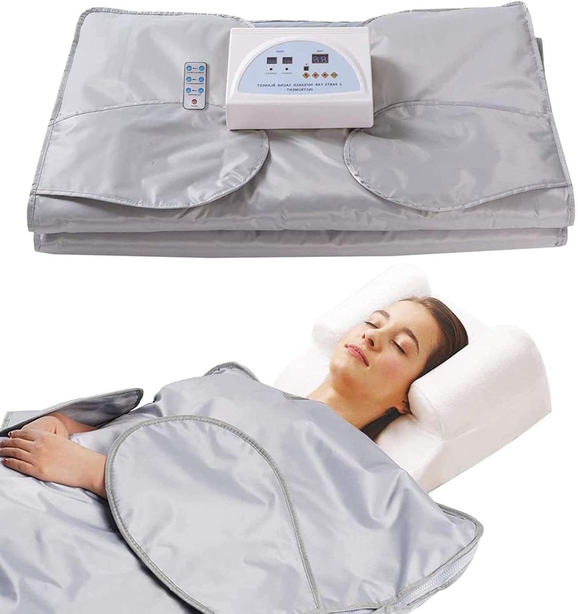 Infrarood Sauna Deken - Warmte deken - Ontspanning thuis - Veilige warmte functie - 180x80 cm - Zilver