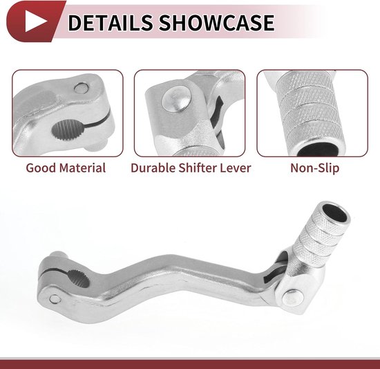Opvouwbare Versnellingshendel - Schakelpedaal Motor - Motor Rijden - Hittebestendige Legering - 110mm Lengte - Zilverkleurig — afbeelding 5