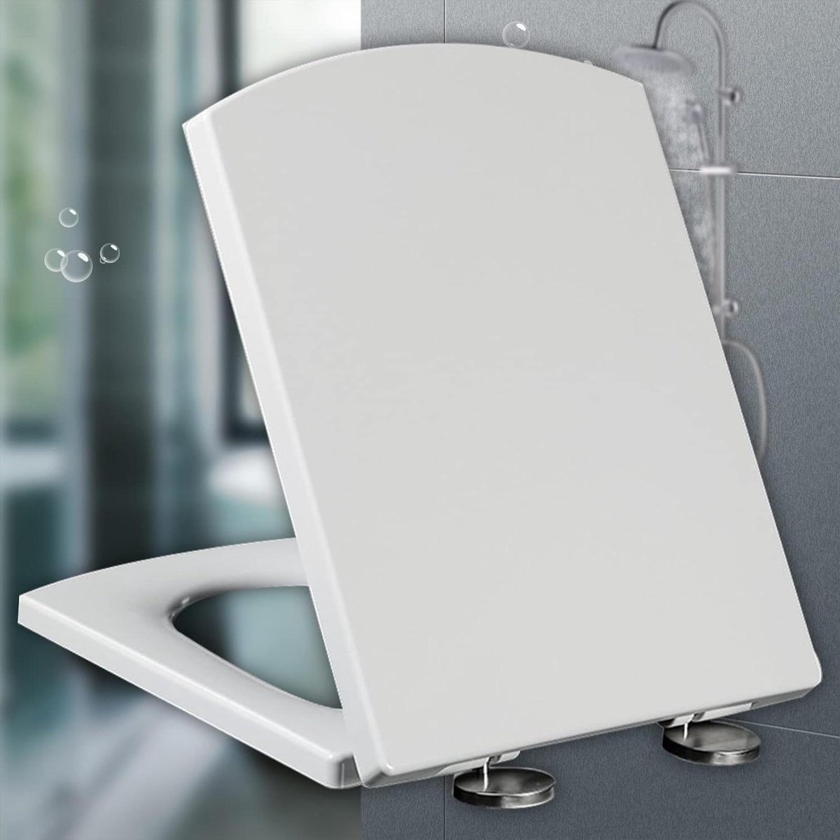 Toiletbril Soft Close - WC bril Deksel - Badkamer Hygiëne - Quick Release Ontwerp - Verstelbaar 44-50cm - Wit